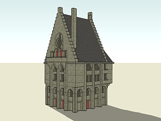 中世纪<em>民居</em>房子SU模型下载_sketchup草图大师SKP模型