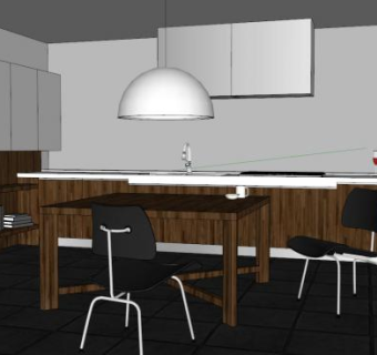 现代岛型厨房餐厅SU模型下载_sketchup草图大师SKP模型