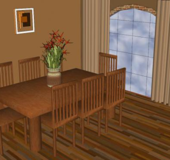 现代木质餐厅厨房SU模型下载_sketchup草图大师SKP模型