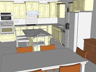 现代厨房橱柜装修SU模型下载_sketchup草图大师SKP模型