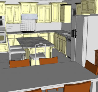 现代厨房橱柜装修SU模型下载_sketchup草图大师SKP模型