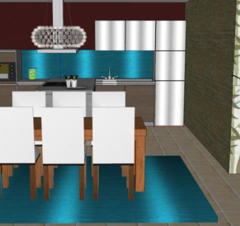 现代岛型家中厨房橱柜SU模型下载_sketchup草图大师SKP模型