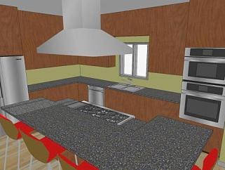 现代家庭厨房餐厅SU模型下载_sketchup草图大师SKP模型
