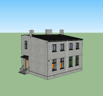老式烟囱小平房SU模型下载_sketchup草图大师SKP模型