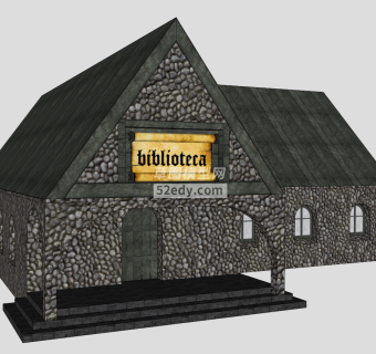 老式图书馆房屋SU模型下载_sketchup草图大师SKP模型