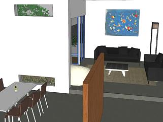 现代餐厅公寓房间SU模型下载_sketchup草图大师SKP模型