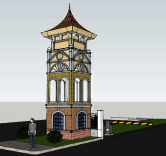 城堡岗哨塔楼SU模型下载_sketchup草图大师SKP模型