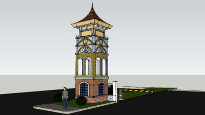 城堡岗哨塔楼SU模型下载_sketchup草图大师SKP模型