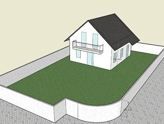 家庭独栋庭院住宅SU模型下载_sketchup草图大师SKP模型