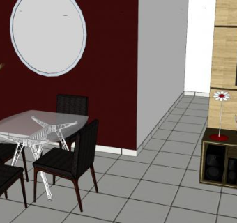 现代公寓餐厅SU模型下载_sketchup草图大师SKP模型