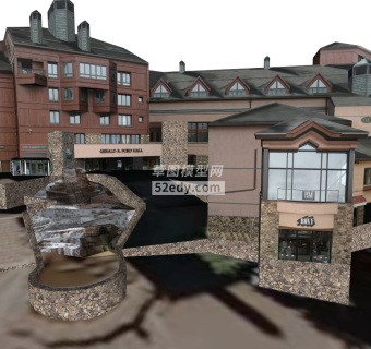 度假村乡镇商铺住宅SU模型下载_sketchup草图大师SKP模型