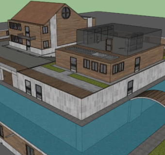 水上泳池别墅住宅SU模型下载_sketchup草图大师SKP模型