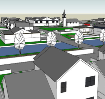 亨伯里村河流街道住宅SU模型下载_sketchup草图大师SKP模型