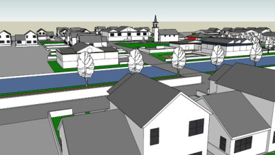 亨伯里村河流街道住宅SU模型下载_sketchup草图大师SKP模型