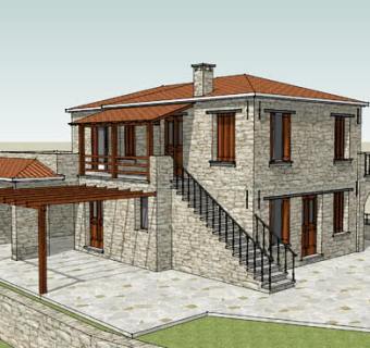 老式住宅庭院凉棚SU模型下载_sketchup草图大师SKP模型