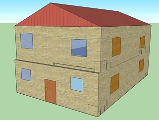 双层平房住宅SU模型下载_sketchup草图大师SKP模型