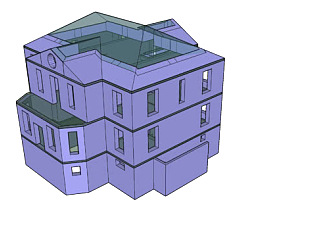 简易三层平房住宅SU模型下载_sketchup草图大师SKP模型