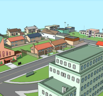 斯普林菲尔德街道住宅SU模型下载_sketchup草图大师SKP模型