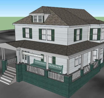 美式阁楼住宅建筑SU模型下载_sketchup草图大师SKP模型