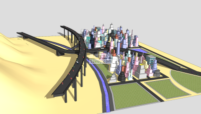 大都市公路住宅SU模型下载_sketchup草图大师SKP模型