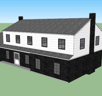 老式石砖烟囱房屋SU模型下载_sketchup草图大师SKP模型