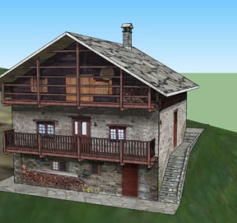 老式屋舍建筑砖房SU模型下载_sketchup草图大师SKP模型