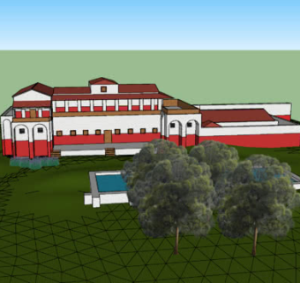 古罗马寺庙泳池花园SU模型下载_sketchup草图大师SKP模型