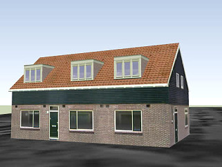 <em>荷兰</em>风格砖石住宅SU模型下载_sketchup草图大师SKP模型