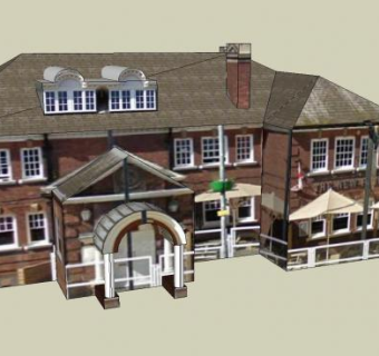 英式砖砌酒吧SU模型下载_sketchup草图大师SKP模型