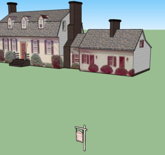 老式砌砖烟囱房屋SU模型下载_sketchup草图大师SKP模型
