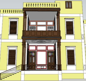 奥斯曼古典风格别墅SU模型下载_sketchup草图大师SKP模型