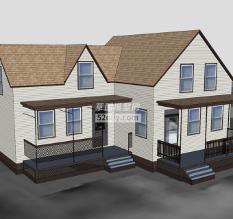 莫尔斯平房住宅SU模型下载_sketchup草图大师SKP模型