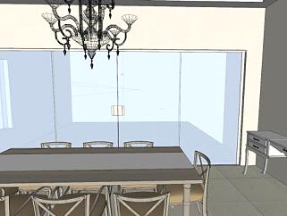 欧式风格室内居住餐厅SU模型下载_sketchup草图大师SKP模型