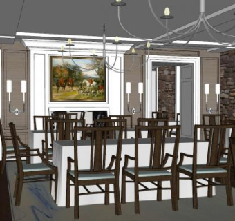 现代酒店餐厅SU模型下载_sketchup草图大师SKP模型