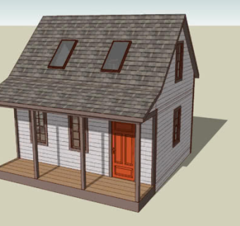 小户型双层阁楼房屋SU模型下载_sketchup草图大师SKP模型