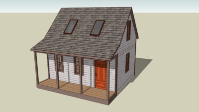 小户型双层阁楼房屋SU模型下载_sketchup草图大师SKP模型