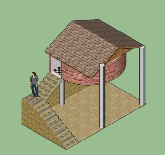 转角楼梯空中房屋SU模型下载_sketchup草图大师SKP模型