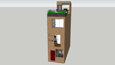 复式三层排房住宅SU模型下载_sketchup草图大师SKP模型