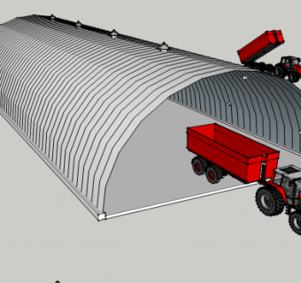 半圆形厂房挡棚SU模型