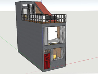 <em>双层</em>排房住宅设计SU模型下载_sketchup草图大师SKP模型