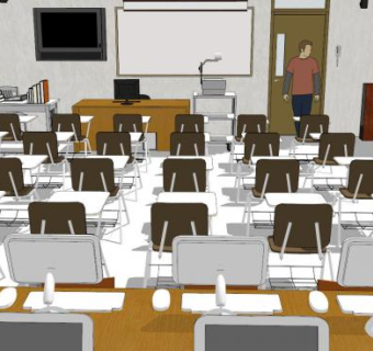 现代理想课堂SU模型下载_sketchup草图大师SKP模型