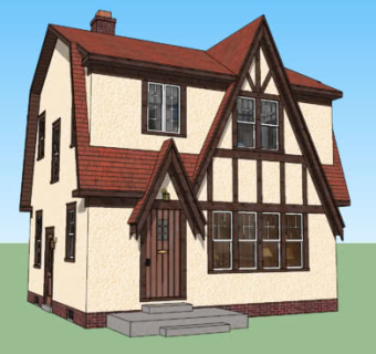 老式欧式烟囱平房SU模型下载_sketchup草图大师SKP模型