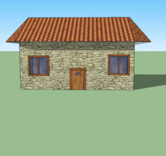 砖石瓦房住宅SU模型下载_sketchup草图大师SKP模型