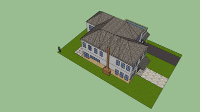 独立式车库住宅SU模型下载_sketchup草图大师SKP模型