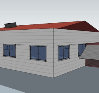 带车库的现代平房SU模型下载_sketchup草图大师SKP模型