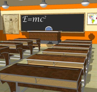 室内简朴教室SU模型下载_sketchup草图大师SKP模型