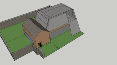 简易庭院车库住宅SU模型下载_sketchup草图大师SKP模型