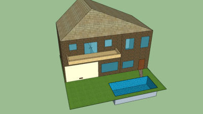 简易露台住宅和泳池SU模型下载_sketchup草图大师SKP模型