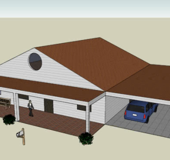 简易凉棚车棚住宅SU模型下载_sketchup草图大师SKP模型