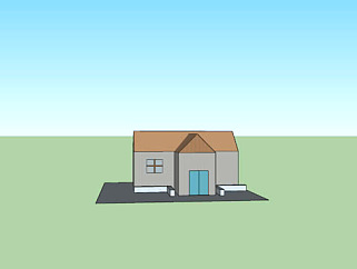 简易倾斜屋顶房屋SU模型下载_sketchup草图大师SKP模型